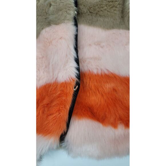 Zara Trafaluc Faux Fur Jacket Womens‎ Small. Striped Multicolor Longsleeve. - Picture 4 of 6